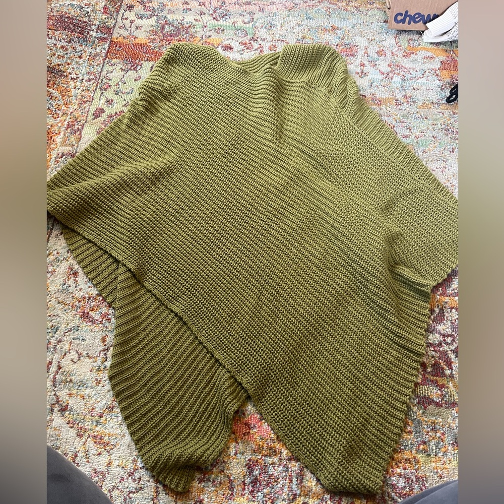 Love Your Melon Olive Green Knit Poncho